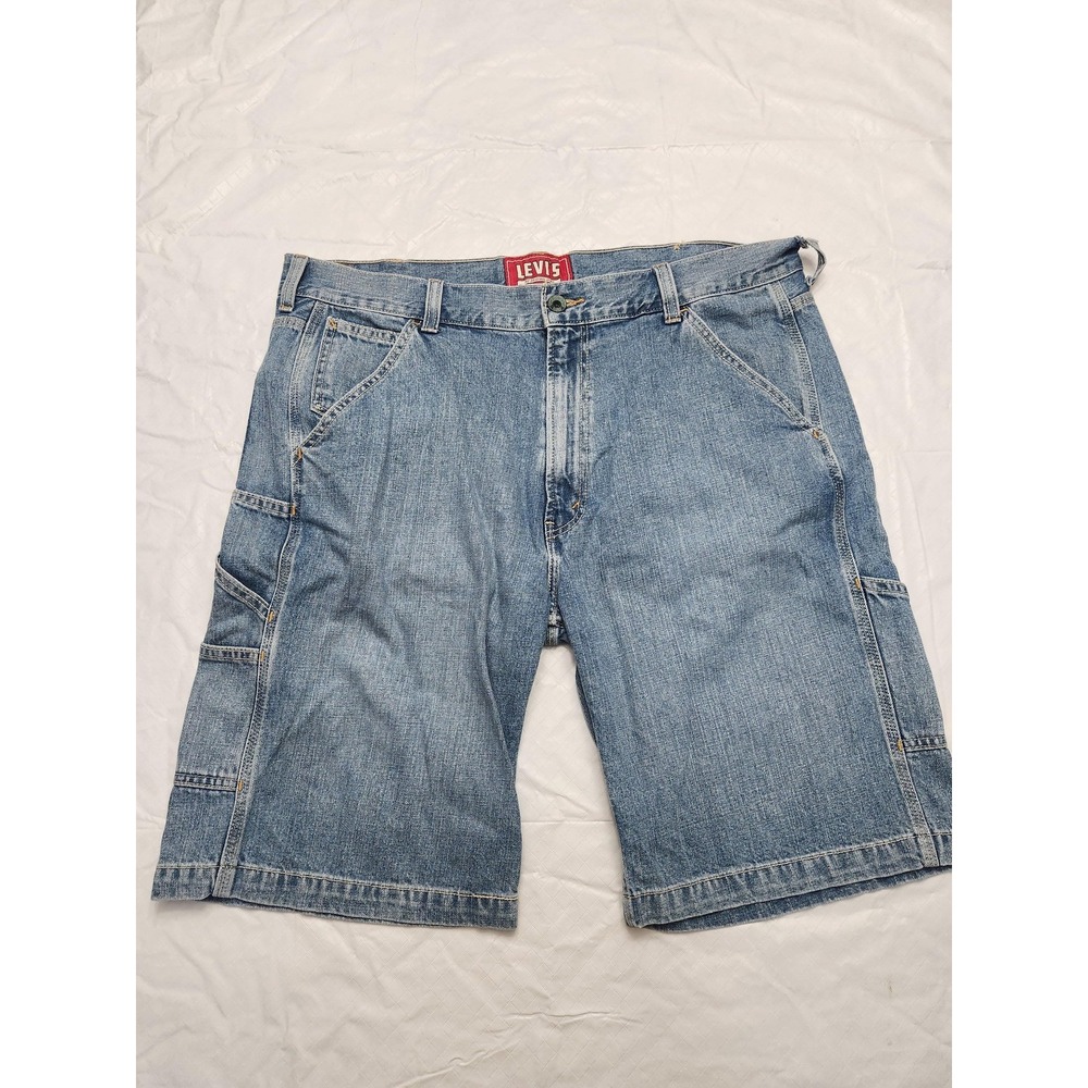 Levi's Carpenter Denim Shorts Mens 40 Blue Cargo Relaxed Fit Y2K Workwear